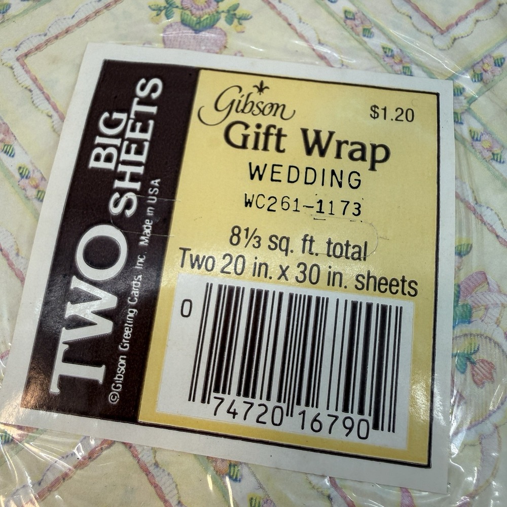 Gibson Gift Wrap‎ 6 Packs Yellow Lilly Flowers Floral Easter Baby Shower New VTG - Picture 5 of 9